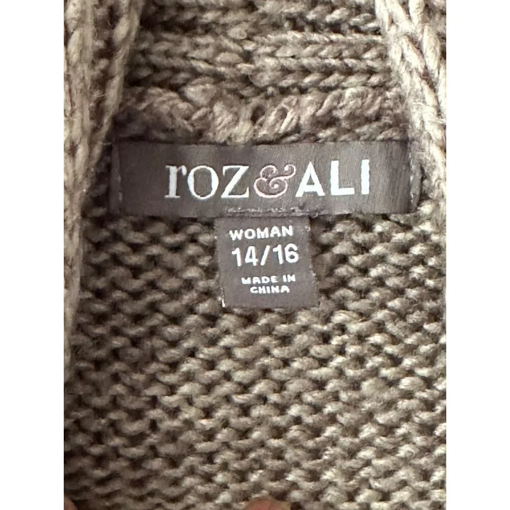 Roz & Ali Womens Crochet Knit Floral Vest 14/16 Wool Blend Sleeveless Open Front - Picture 3 of 10
